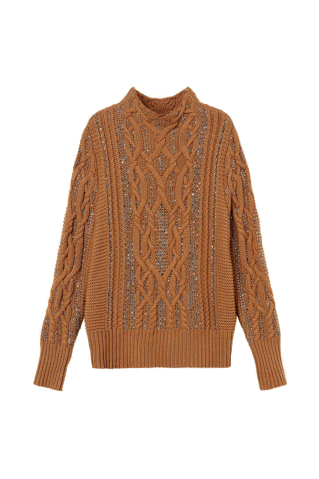 TWINSET Maxi maglia marrone in misto lana con strass - Mancinelli 1954