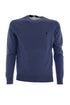 Blue crewneck sweater in cashmere blend with logo