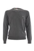 Gray crewneck sweater in cashmere blend with logo