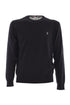 Black crewneck sweater in cashmere blend with logo
