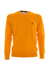 Orange crewneck sweater in cashmere blend with logo