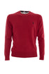 Red crewneck sweater in cashmere blend with logo
