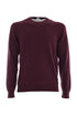 Burgundy crewneck sweater in cashmere blend with logo