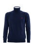 Navy blue turtleneck sweater in cashmere blend with logo