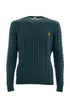 Green crewneck sweater in cashmere blend with logo