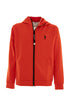 Orange sweatshirt in technical fabric with hood with US Polo Assn. logo.