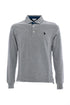Gray long-sleeved polo shirt with patches and logo
