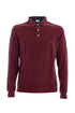 Long-sleeved burgundy polo shirt with patches and logo