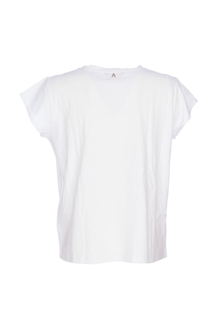 ACTITUDE TWINSET T-shirt bianca in cotone con stampa cuore e gioielli applicati - Mancinelli 1954