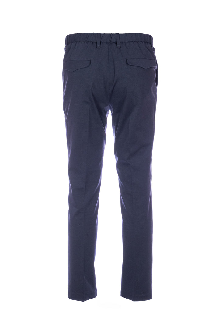 DEVORE Pantalone blu navy in cotone stretch con vita elastica e una pince - Mancinelli 1954