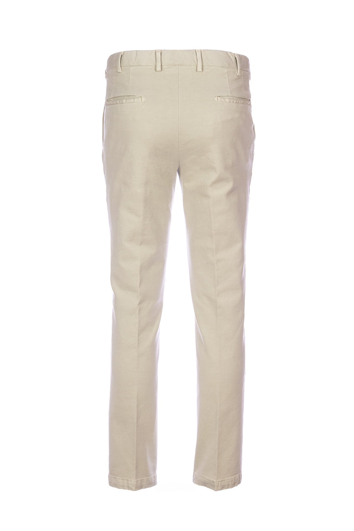 DEVORE Pantalone beige in cotone supima 3-ply con vita elastica - Mancinelli 1954