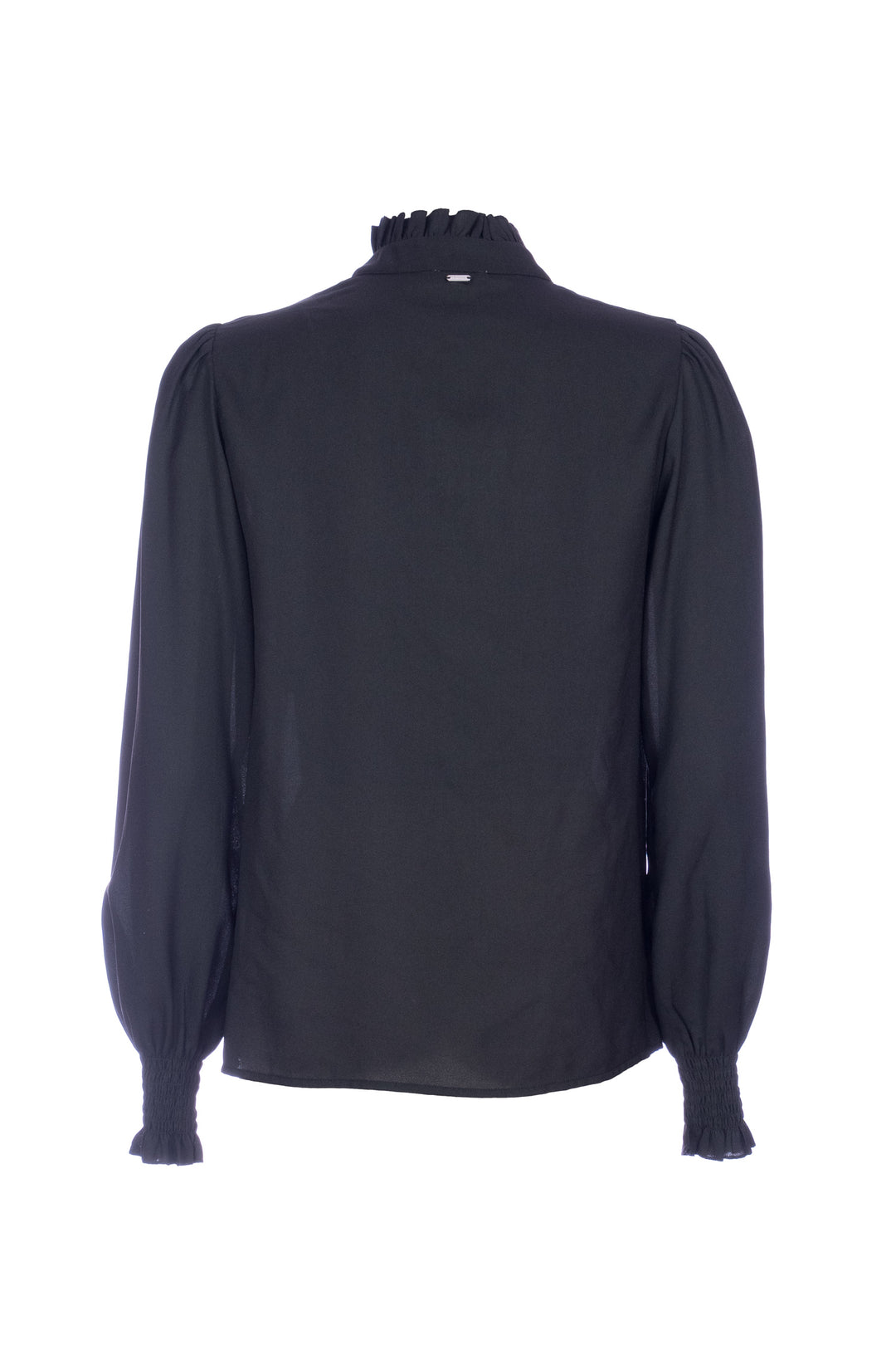 FRACOMINA Camicia regular nera in georgette con rouches - Mancinelli 1954