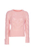 Maglia regular rosa polvere traforata con lana
