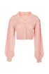 Cardigan regular cropped rosa polvere traforato in misto lana