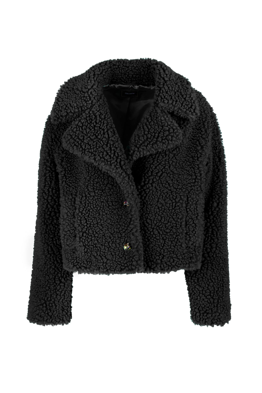 FRACOMINA Eco pelliccia cropped monopetto nera FS23WC4001O44501