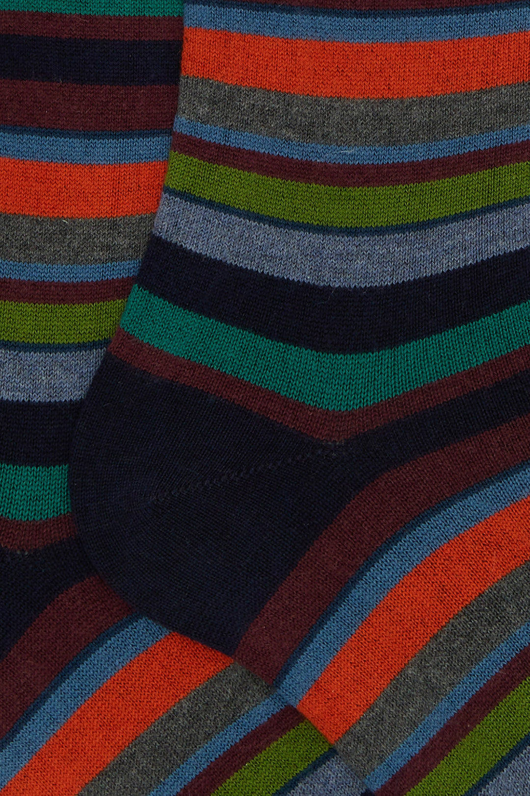 GALLO Calze lunghe cotone e cashmere blu righe multicolor micro - Mancinelli 1954