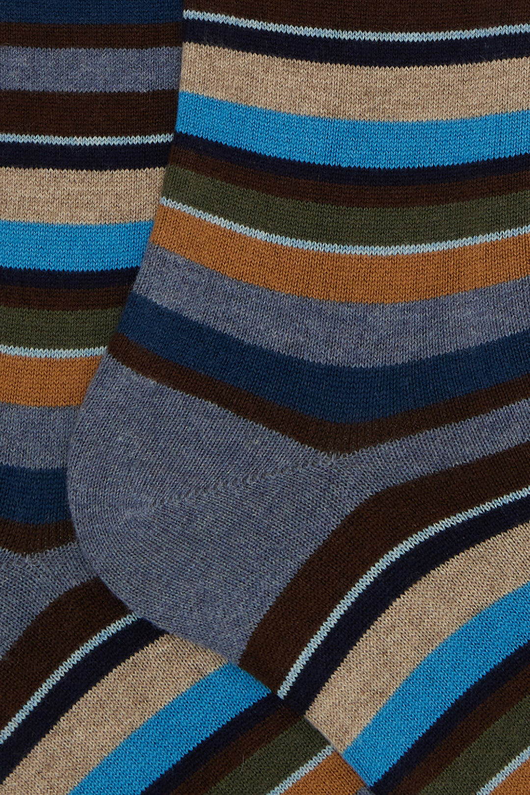 GALLO Calze lunghe cotone e cashmere azzurro righe multicolor micro - Mancinelli 1954