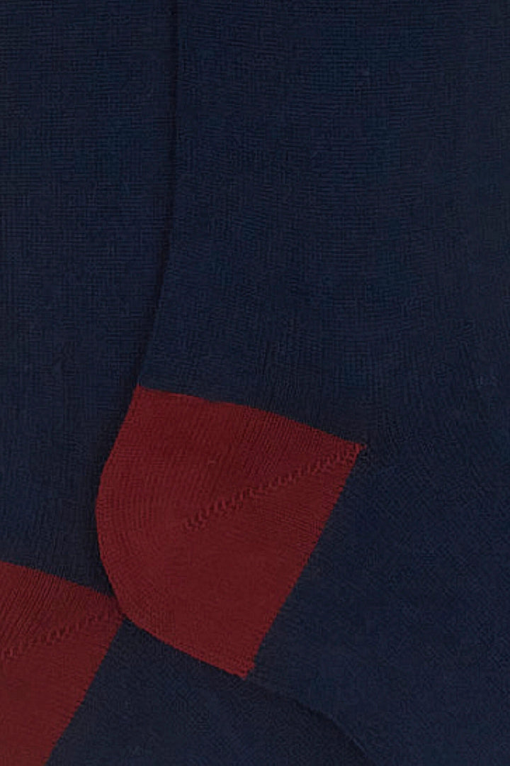 GALLO Calze lunghe cotone e cashmere navy tinta unita e contrasti - Mancinelli 1954