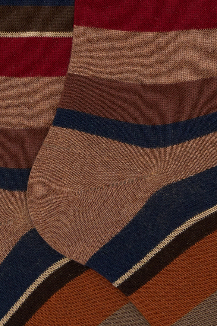 GALLO Calze lunghe cotone beige righe multicolor - Mancinelli 1954