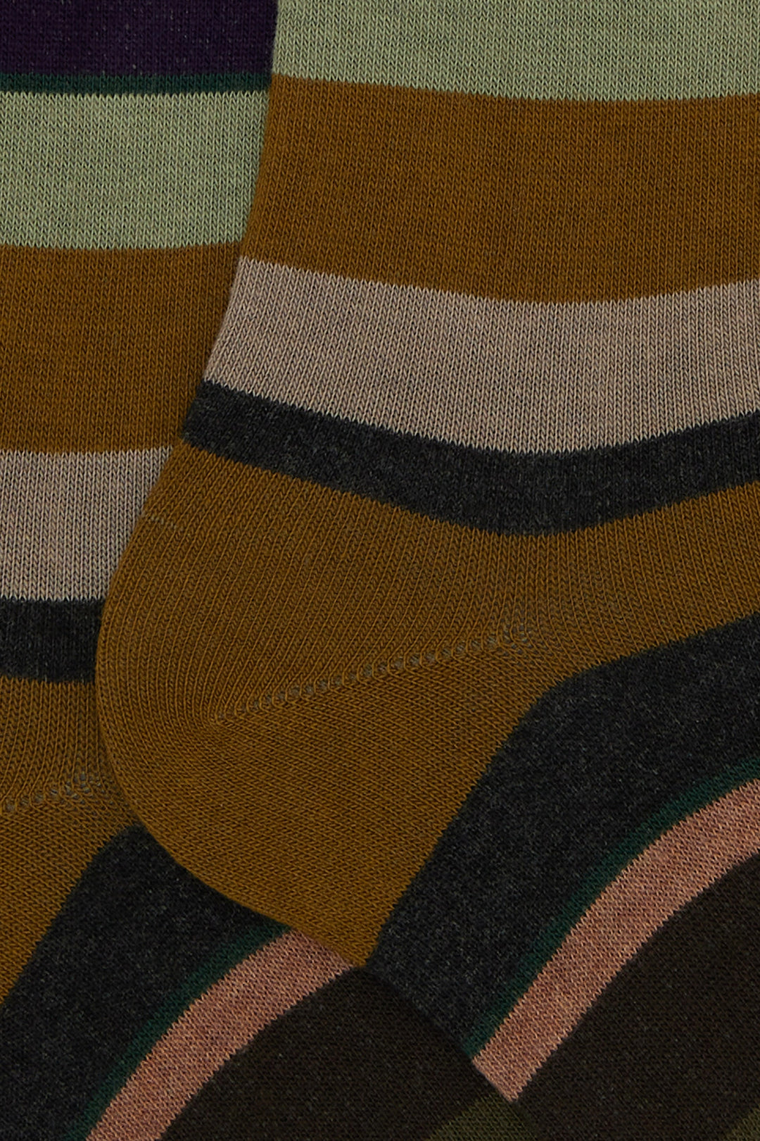 GALLO Calze lunghe cotone verde righe multicolor - Mancinelli 1954