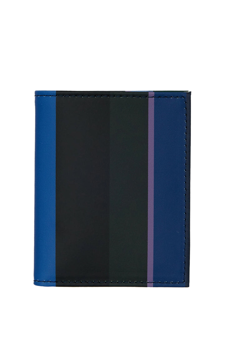 GALLO Porta carta di credito unisex pelle blu righe multicolor - Mancinelli 1954