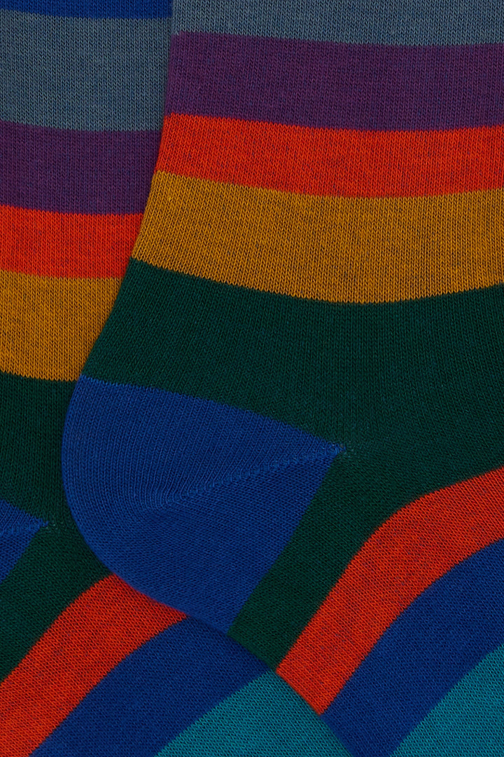 GALLO Calze lunghe cotone blu righe a sette colori - Mancinelli 1954