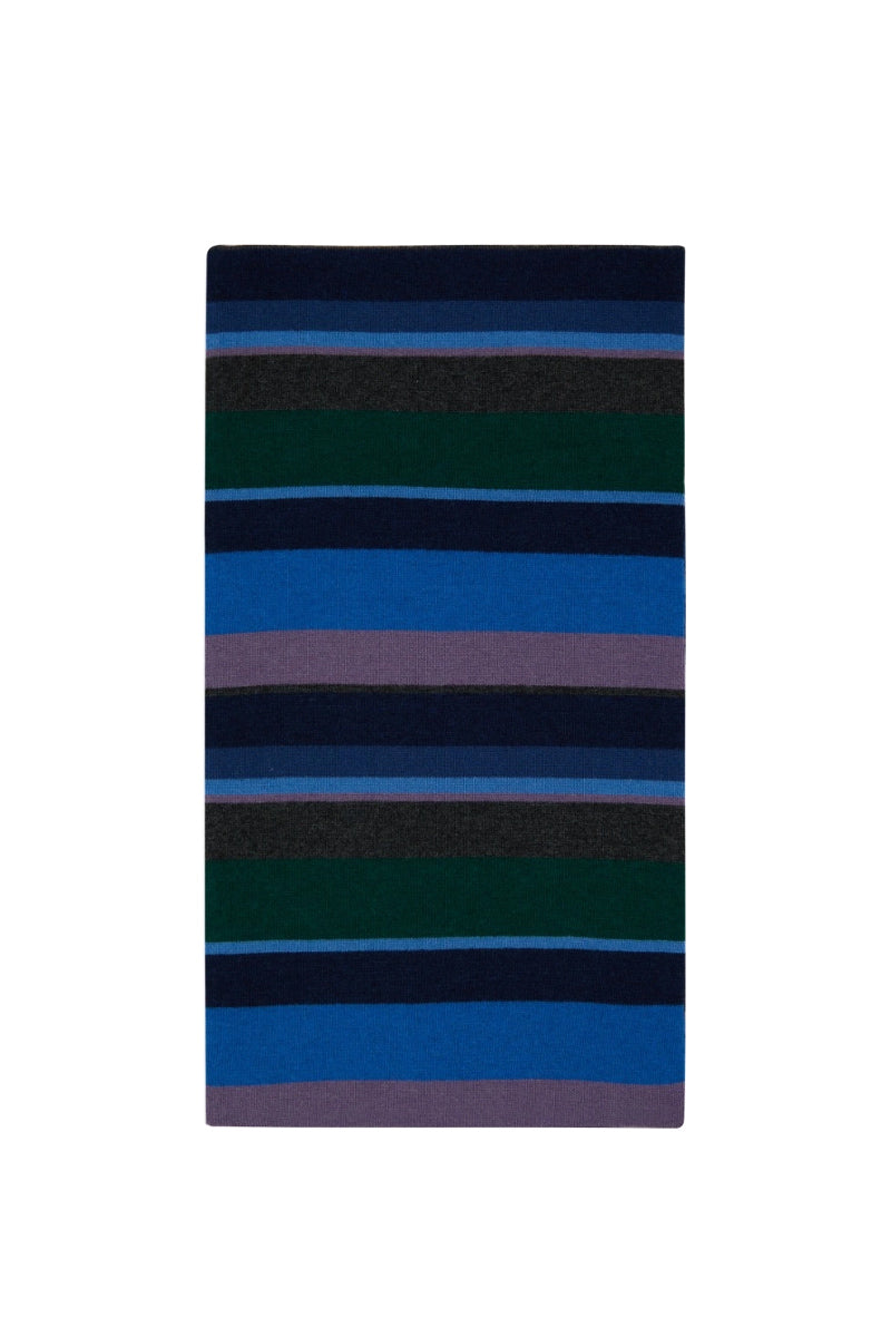 GALLO Sciarpa doppiata unisex lana e cashmere blu righe multicolor - Mancinelli 1954