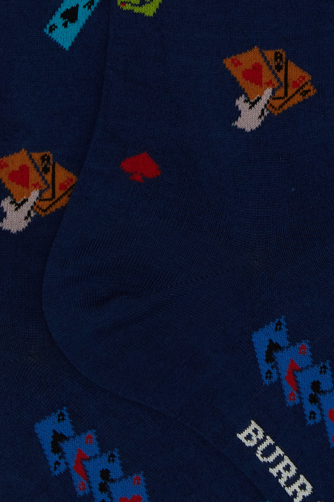 GALLO Calze lunghe cotone blu fantasia carte da gioco - Mancinelli 1954