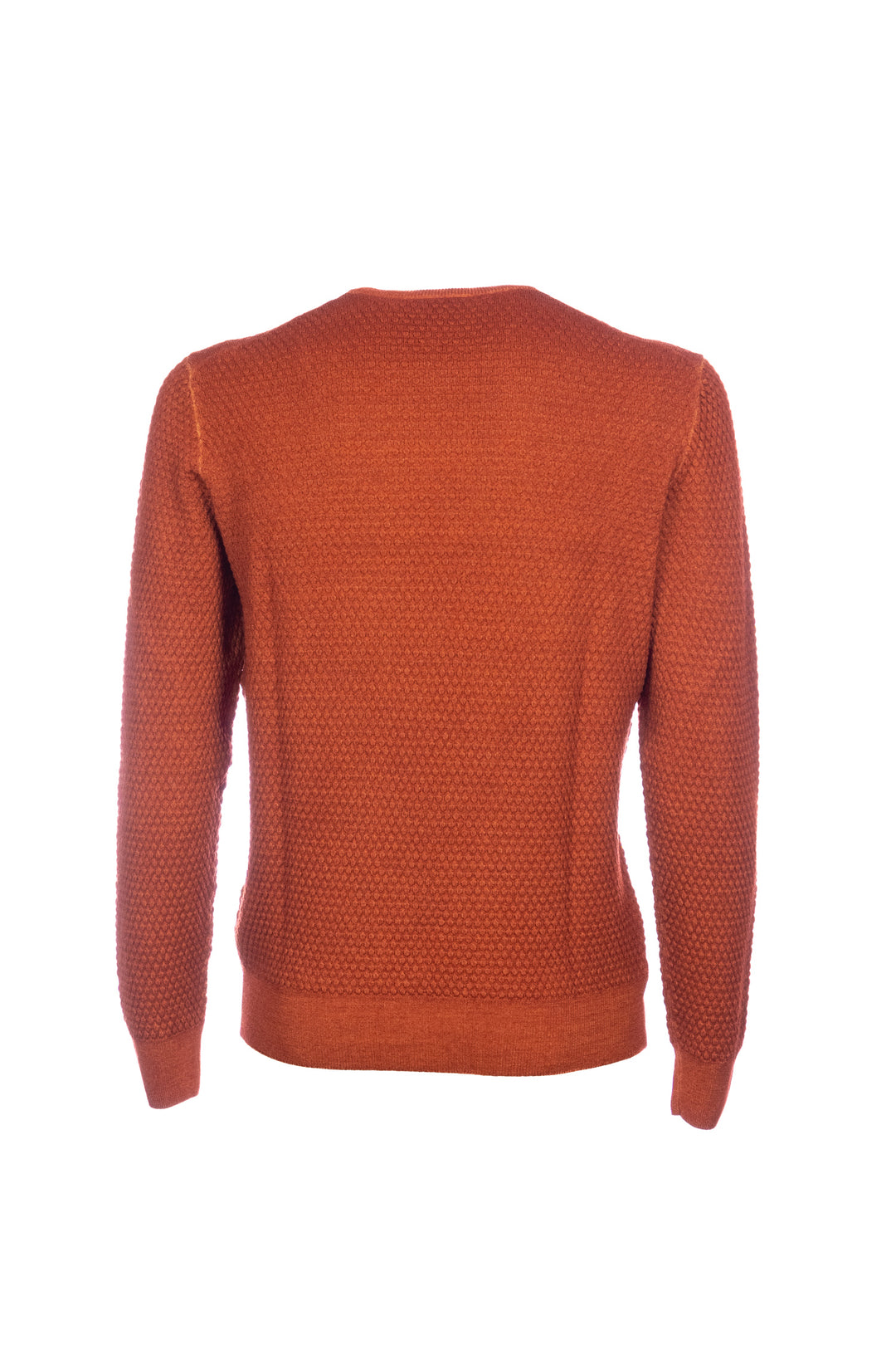 GRAN SASSO Maglia girocollo arancione in lana a micro-rilievo - Mancinelli 1954