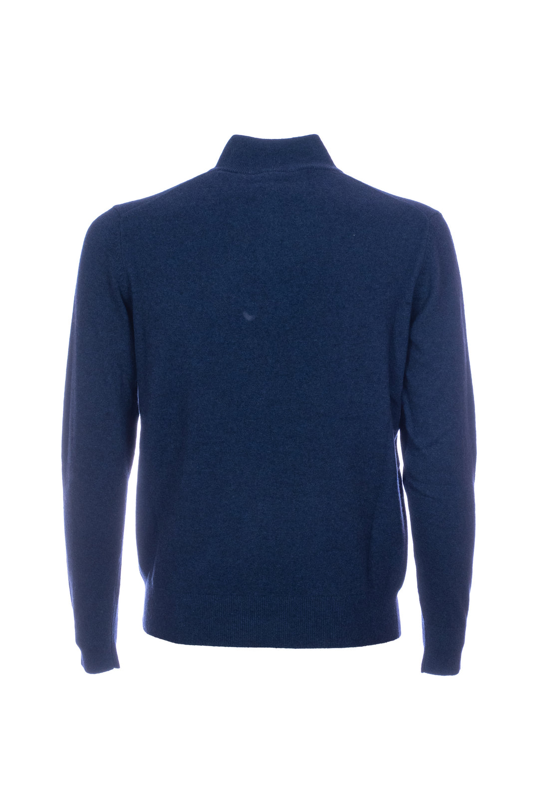 HDP Maglia mezza zip blu in misto lana merino e cashmere - Mancinelli 1954