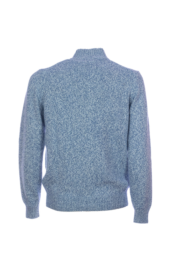 HDP Maglia full zip azzurra in misto lana merino e cashmere - Mancinelli 1954
