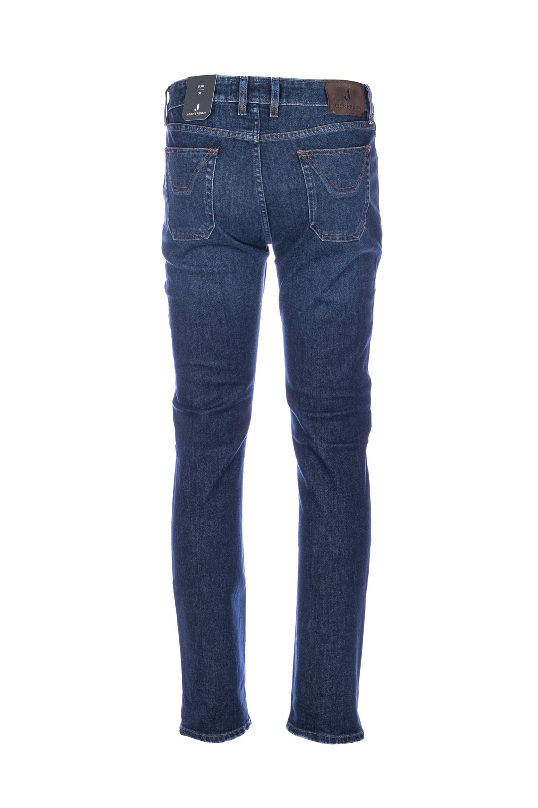 JECKERSON Jeans slim 5 tasche “JOHN” in denim di cotone stretch lavaggio scuro con toppe - Mancinelli 1954