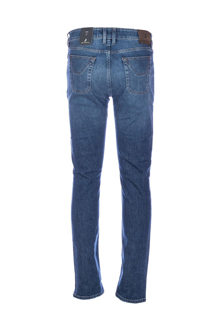 JECKERSON Jeans slim 5 tasche “JORDAN” in denim di cotone stretch lavaggio medio - Mancinelli 1954
