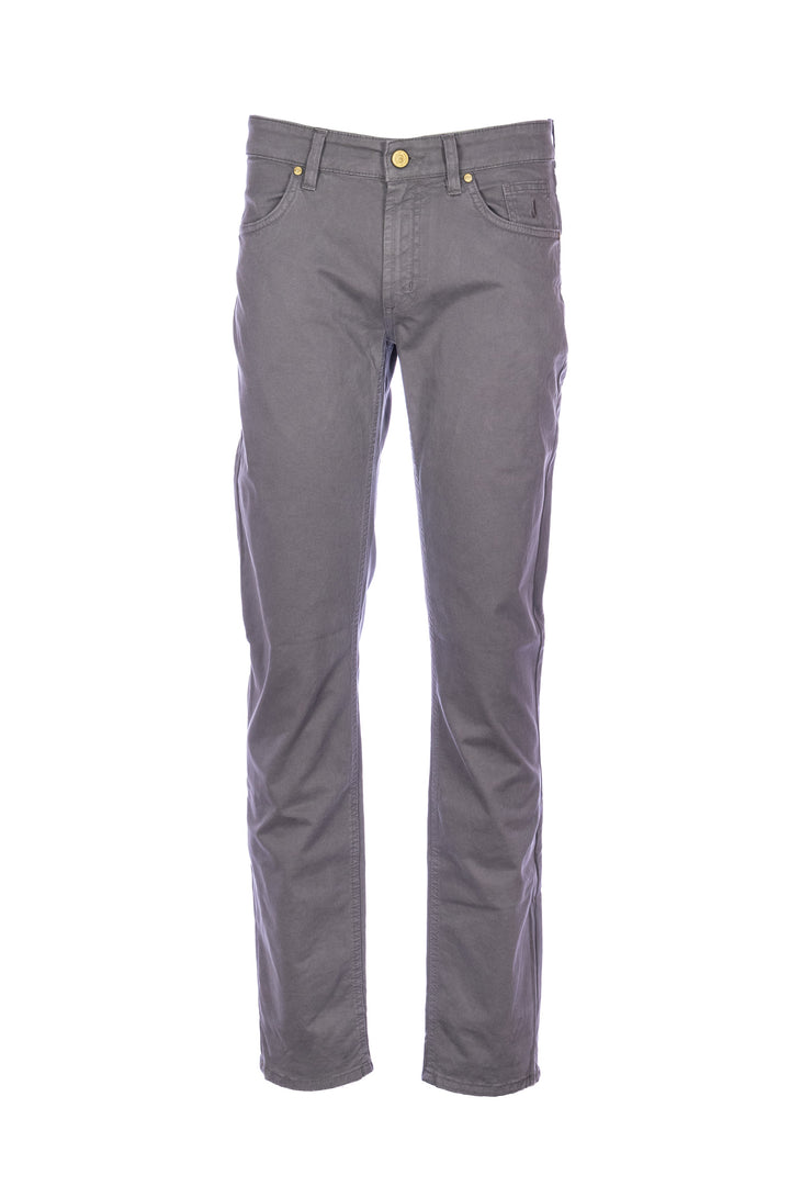 JECKERSON Pantalone slim 5 tasche “JORDAN” grigio in gabardina di cotone stretch - Mancinelli 1954