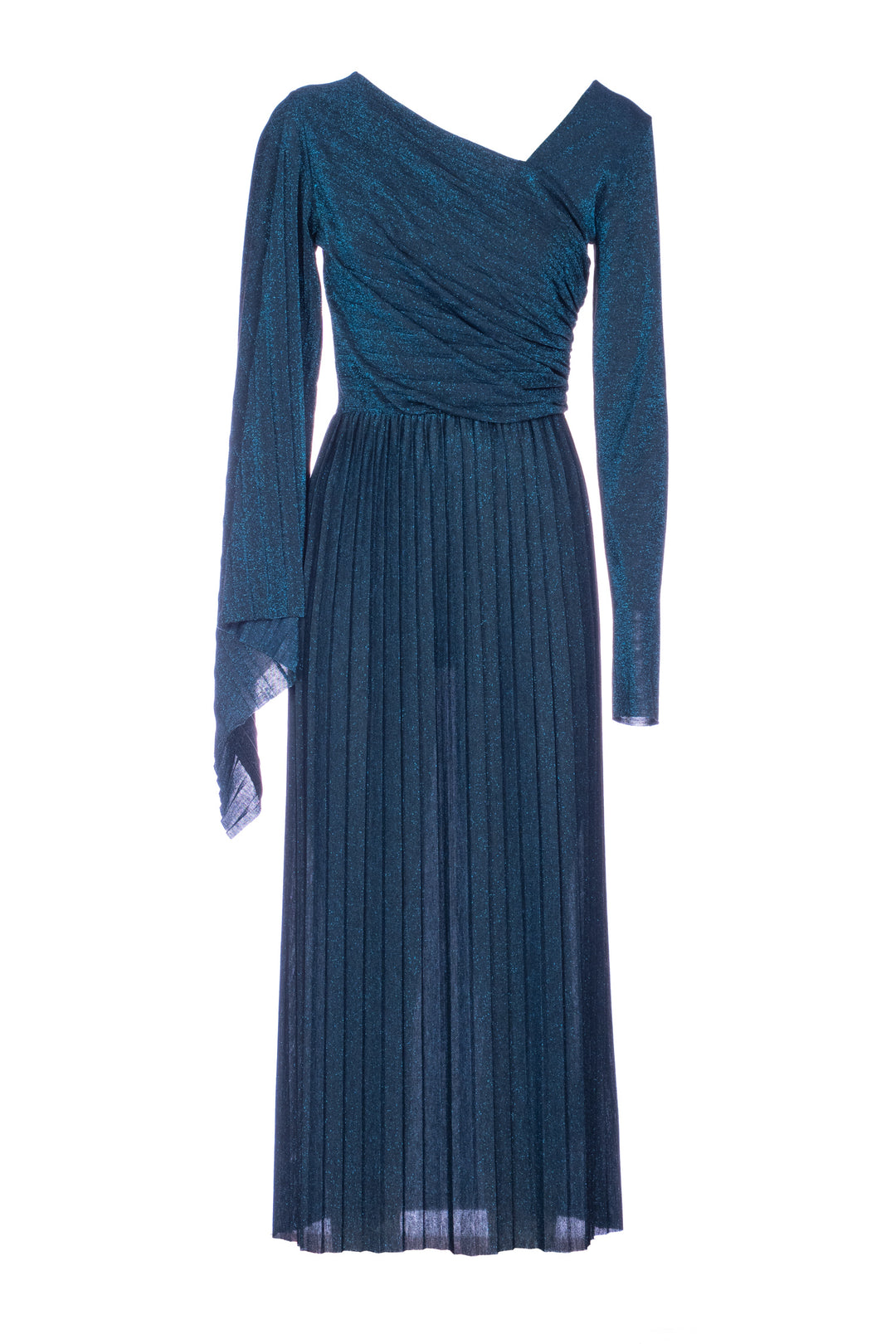 KAOS Abito lungo blu plissé in jersey lurex - Mancinelli 1954