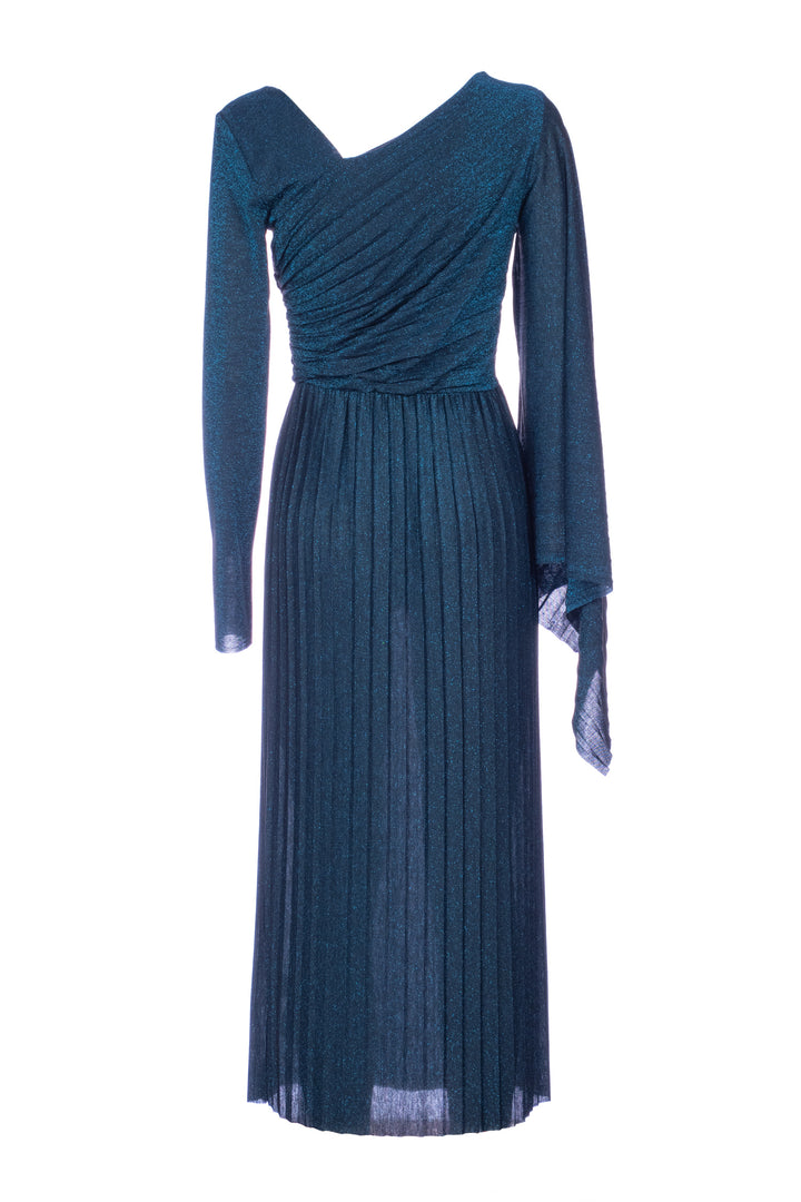KAOS Abito lungo blu plissé in jersey lurex - Mancinelli 1954