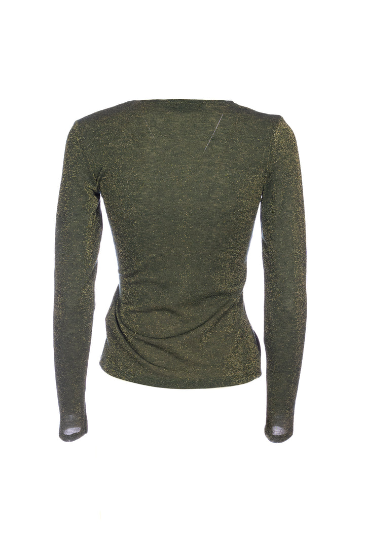 KAOS Blusa verde in jersey lurex con nodo - Mancinelli 1954