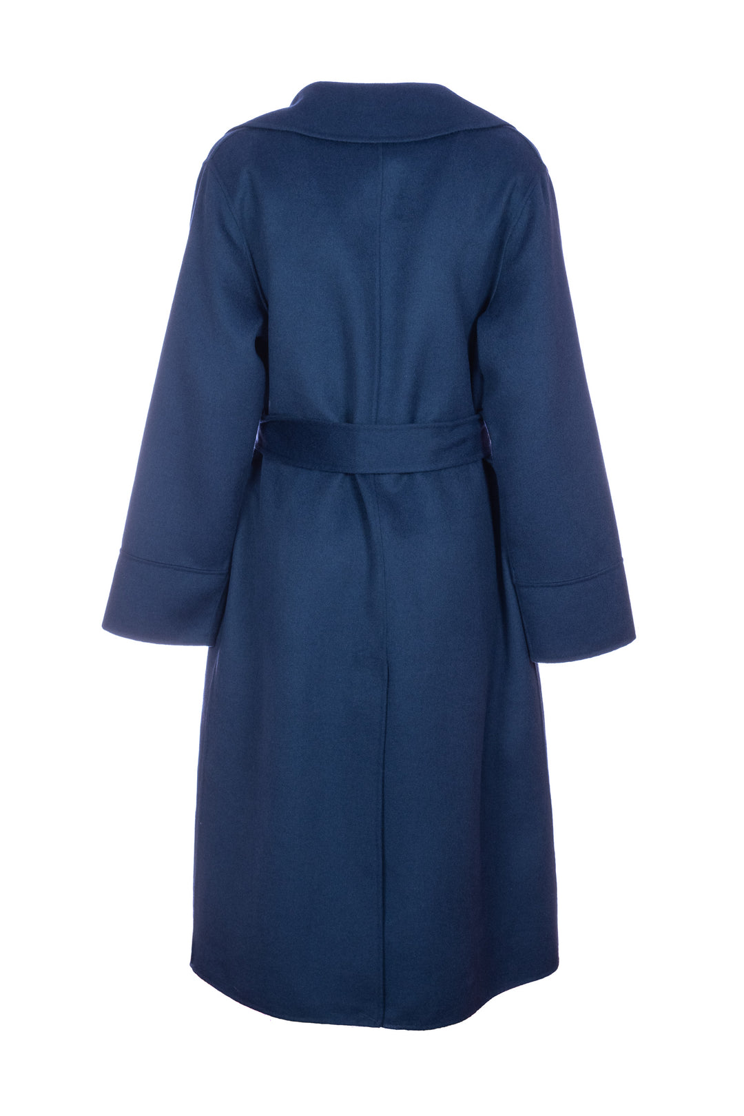 KAOS Cappotto lungo blu in panno misto lana con cintura - Mancinelli 1954