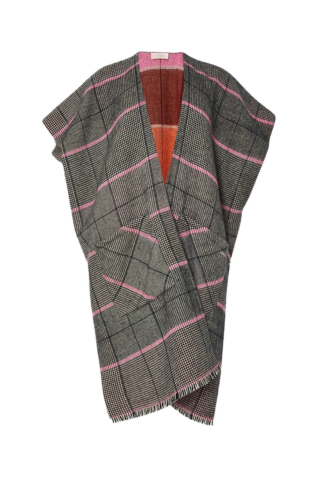 LIU JO Gilet Principe di Galles rosa in tessuto garzato - Mancinelli 1954