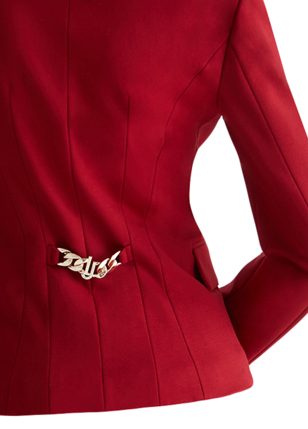 LIU JO Blazer rosso doppiopetto con accessorio gioiello sul retro - Mancinelli 1954