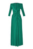Robe de cocktail en lurex vert à motif froncé