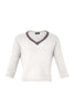 Maglia bianca in misto angora con strass