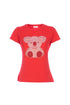 T-shirt rossa in cotone Koala con strass