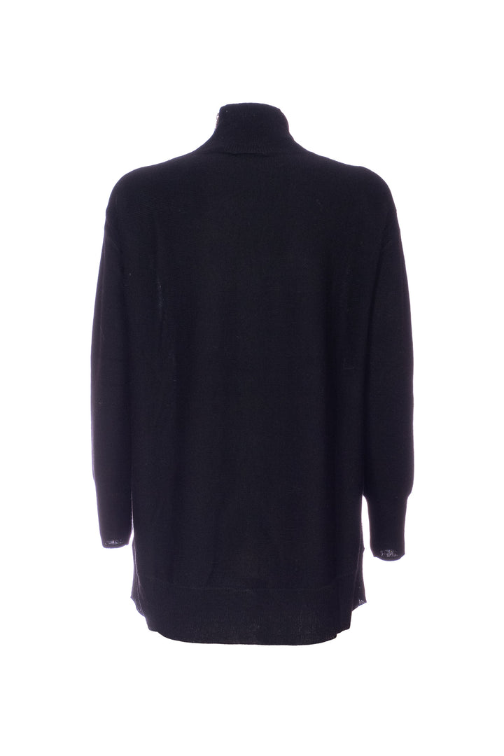 NENETTE Maglia a collo alto “MARTINO” nero in lana blend con zip laterale - Mancinelli 1954