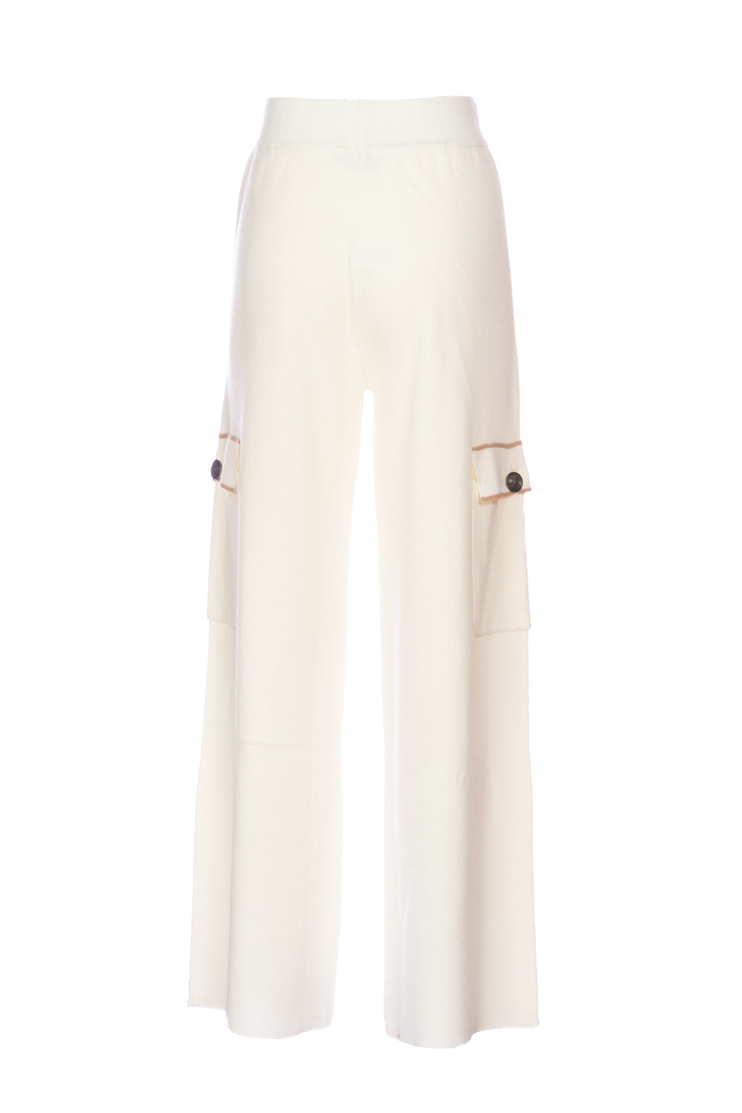 NENETTE Pantalone in maglia “YOUNG” avorio in lana blend e dettagli a contrasto - Mancinelli 1954