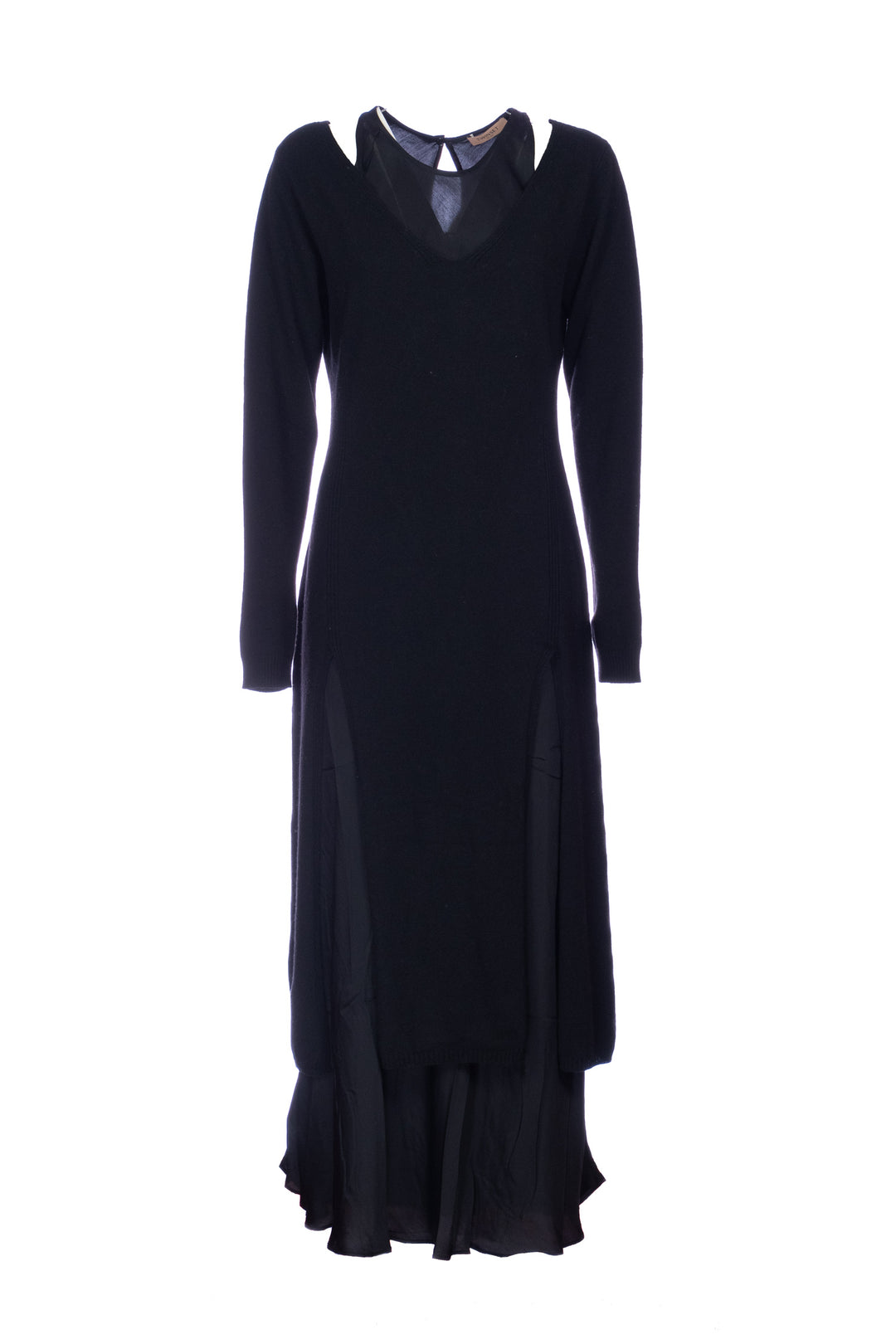 TWINSET Maxi maglia nera in misto lana e abito lungo in satin - Mancinelli 1954