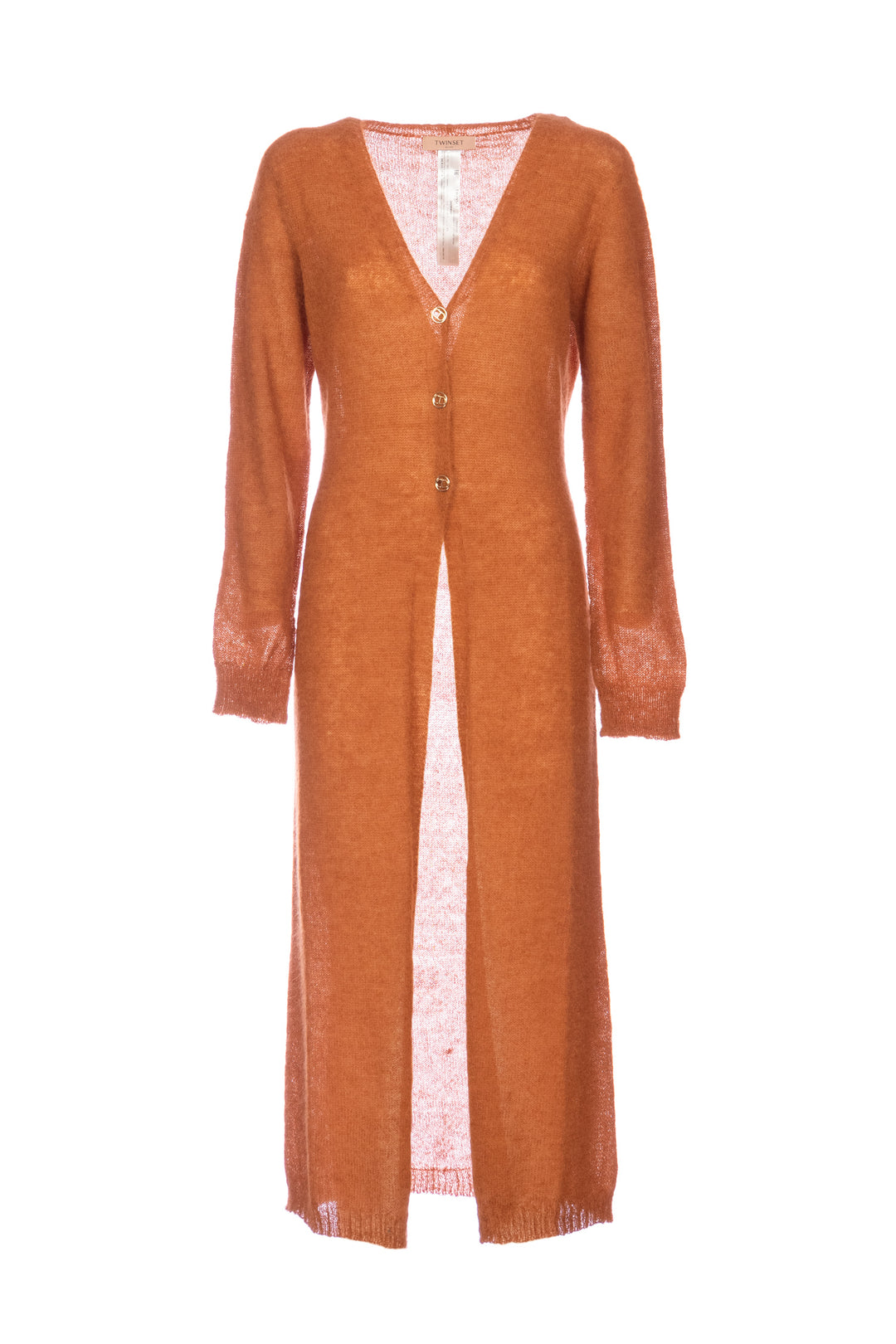 TWINSET Maxi cardigan marrone in misto mohair e alpaca - Mancinelli 1954