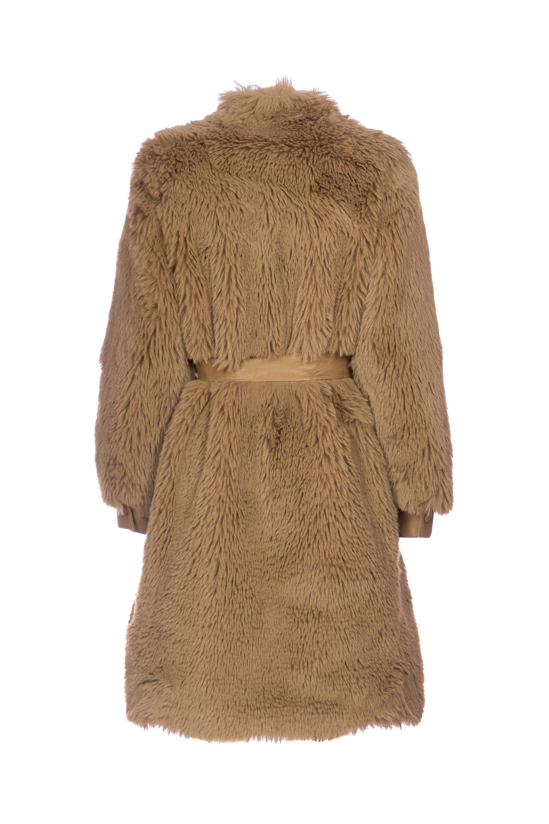TWINSET Cappotto marrone in faux fur con cintura - Mancinelli 1954