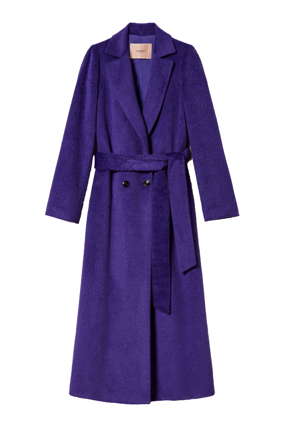 TWINSET Cappotto lungo lavanda scuro in panno misto lana - Mancinelli 1954