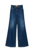 Jeans wide leg in denim di cotone stretch con cintura
